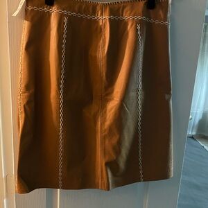 GAP luggage color 💯percent genuine leather Skirt with White Stitching,